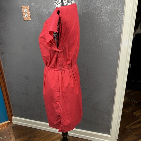 GAP Salmon Pink Tencel Cotton Dress – Asymmetric Neckline, Pockets, Size 6 - Picture 6 of 9